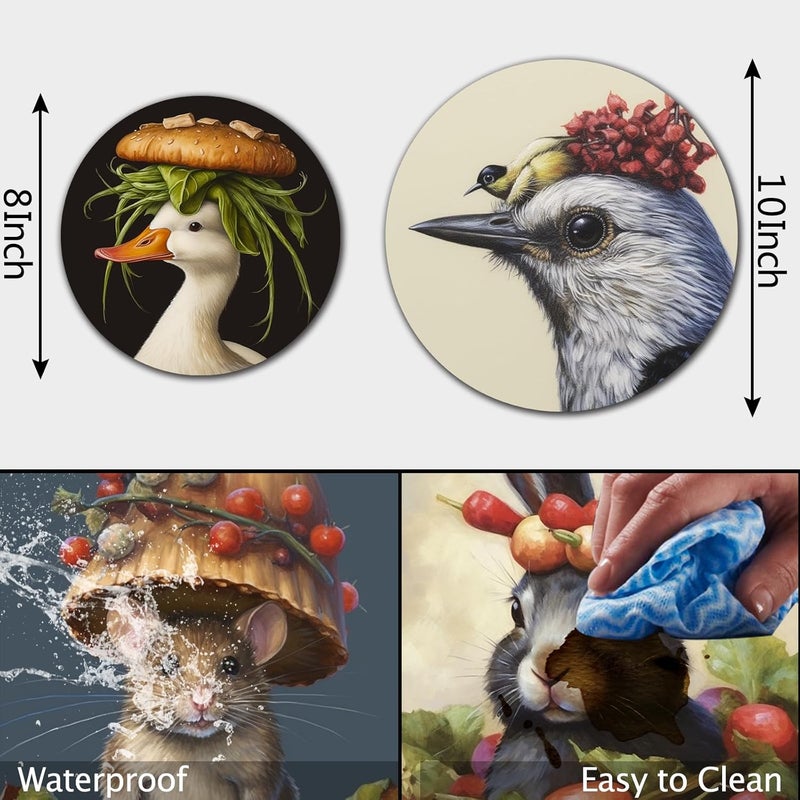 Tucocoo 4 Pieces Family Round Stove Burner Covers Set ,2 Pieces 8 Inches and 2 Pieces 10 Inches,Cute Animals Gas Stove Burner Covers,Electric Stove Burner Covers,Rabbit and Duck Metal Stove Burner Cover Kits - Image 2